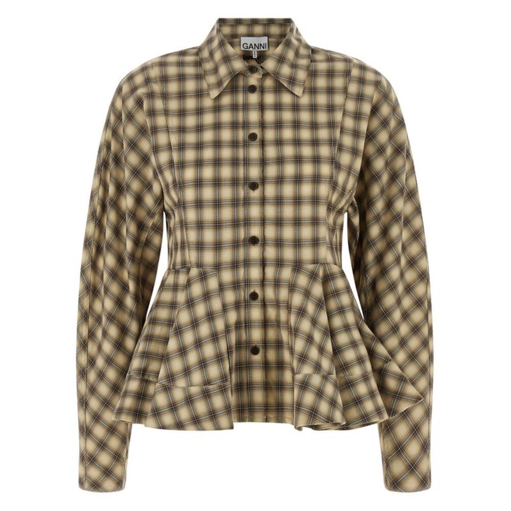 Ganni Women 'Check Flannel Peplum' Shirt